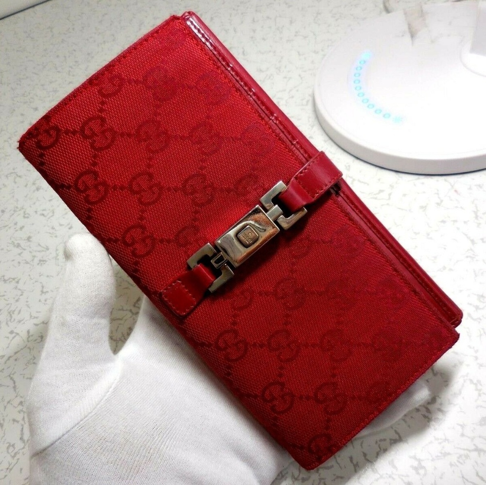 Gucci Red GG Canvas Long Wallet